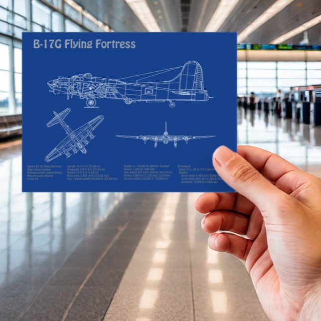 B-17 Flying Fortress - Airplane Blueprint Plans AD Postcard (Creator Uploaded)