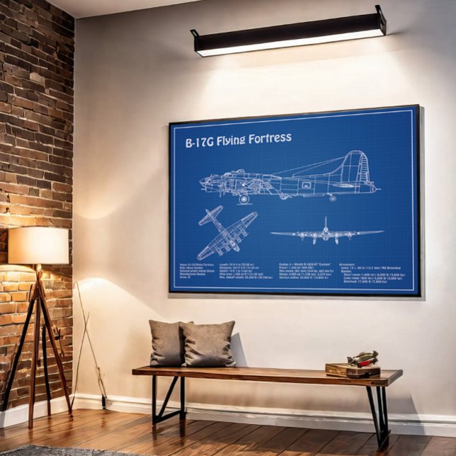 B-17 Flying Fortress - Airplane Blueprint Plans AD Poster (Creator Uploaded)