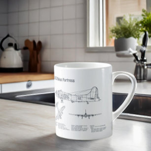 B-17 Flying Fortress - Airplane Blueprint Plans BD Coffee Mug