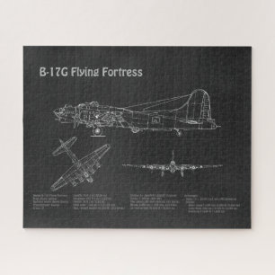 B-17 Flying Fortress - Airplane Blueprint Plans PD Jigsaw Puzzle