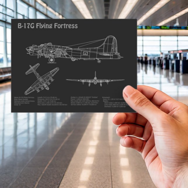 B-17 Flying Fortress - Airplane Blueprint Plans PD Postcard (Creator Uploaded)