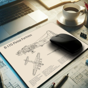 B-17 Flying Fortress - Airplane Blueprint Plans SD Mouse Pad