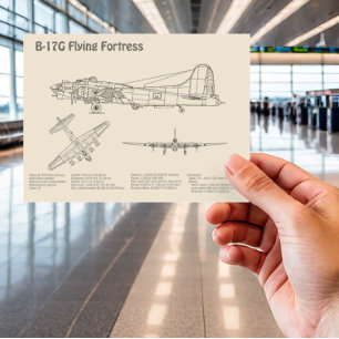 B-17 Flying Fortress - Airplane Blueprint Plans SD Postcard