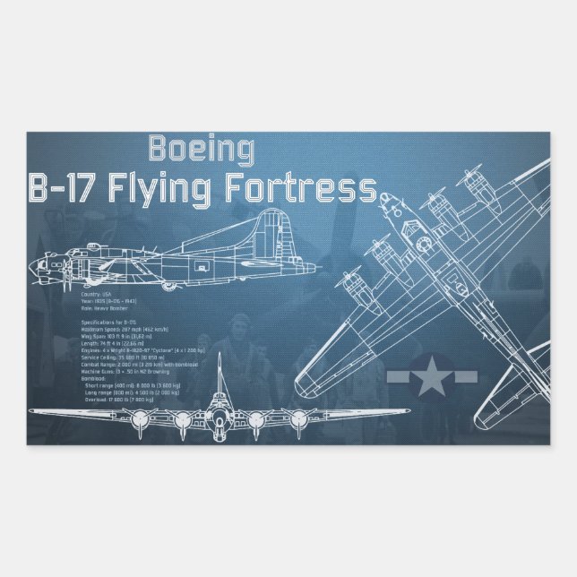 B-17 Flying Fortress Blueprint Sticker (Front)