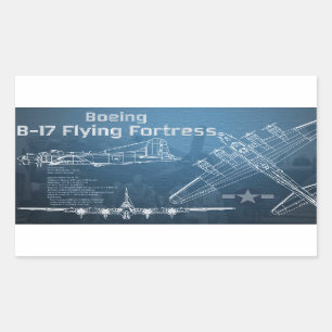 B-17 Flying Fortress Blueprint Sticker