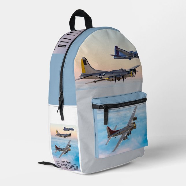 B-17 Flying FORTRESS BOMBER SQUADRON Printed Backpack (Back Corner Left)
