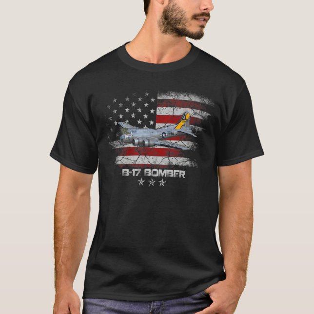 B 17 Flying Fortress World War 2 Bomber Warplane W T-Shirt (Front)