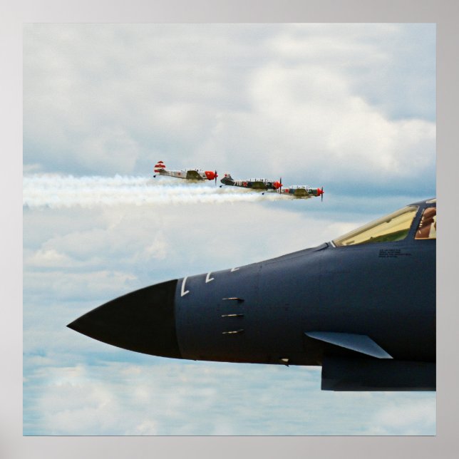B-1 Bomber and WWII Fighters Poster (Front)