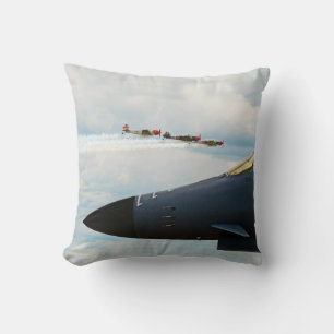 B-1 Bomber and WWII Fighters Throw Pillow