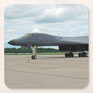 B-1B Lancer Bomber on Ground Square Paper Coaster