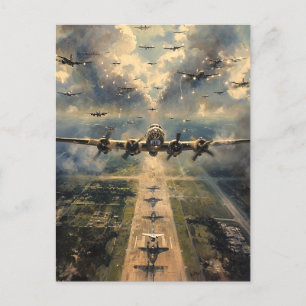 B-24 Bomber on a Mission Painting Postcard