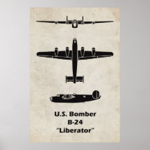B-24 Liberator Airplane Poster for Aviation Decor