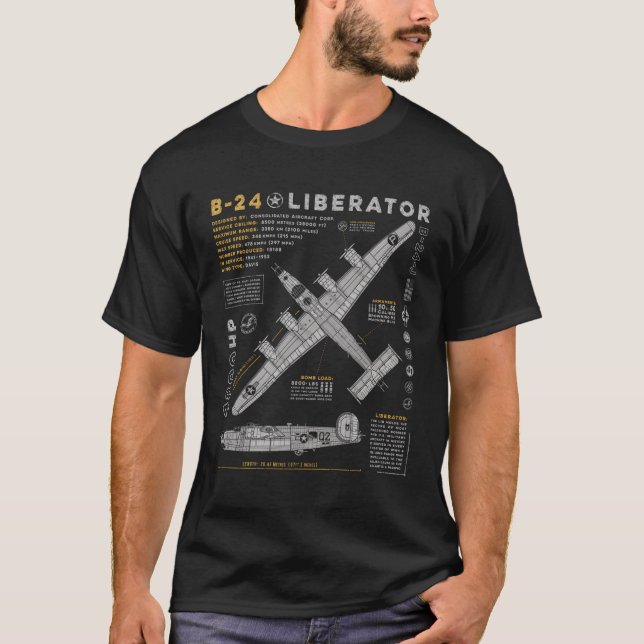 B-24 Liberator Consolidated Aircraft B24 Bomber T-Shirt (Front)