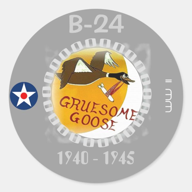 B-24 LIBERATOR HEAVY BOMBER- Misc. Nose Art Classic Round Sticker (Front)