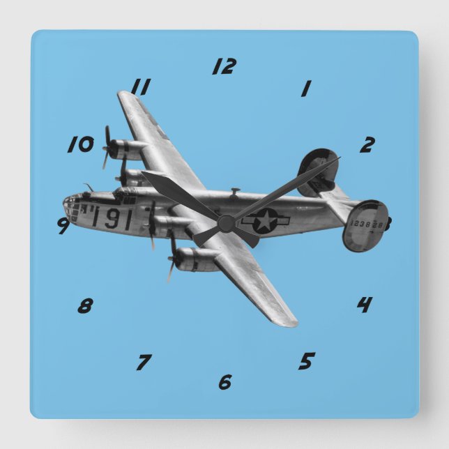 B-24 Liberator Square Wall Clock (Front)