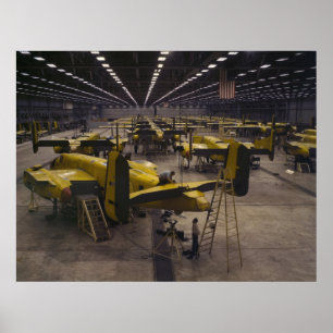 B-25 Bomber Assembly Poster