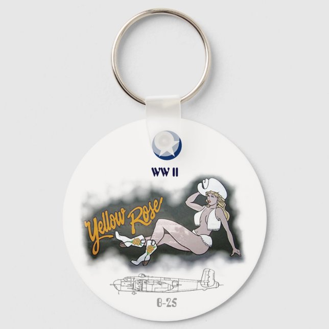 B-25 Mitchell Bomber Nose Art Keychain (Front)