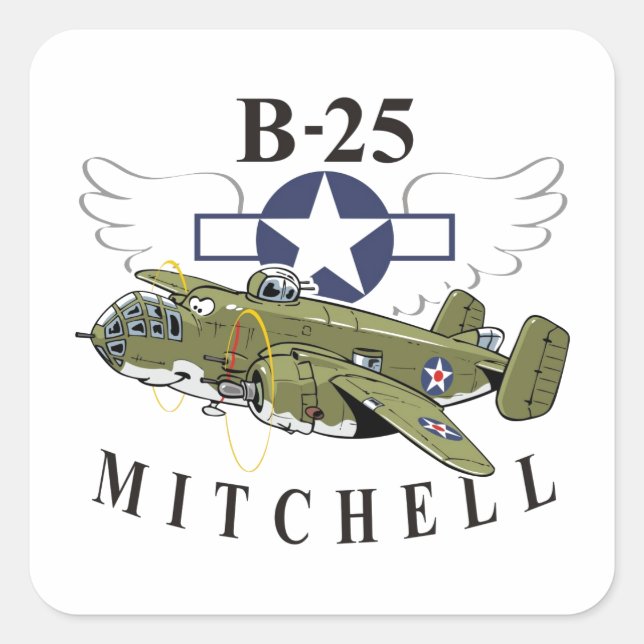 B-25 Mitchell Square Sticker (Front)