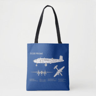 B-25B Mitchell Doolittle - Airplane Blueprint ABD Tote Bag