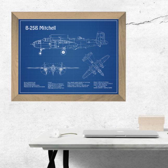 B-25B Mitchell Doolittle - Airplane Blueprint AD Photo Print (Creator Uploaded)
