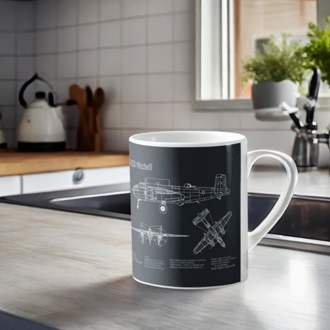 B-25B Mitchell Doolittle - Airplane Blueprint PD Coffee Mug (Creator Uploaded)