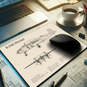 B-25B Mitchell Doolittle - Airplane Blueprint SD Mouse Pad