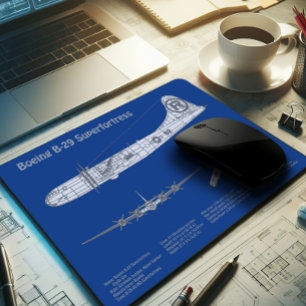 B-29 Superfortress - Airplane Blueprint Plans ABD Mouse Pad