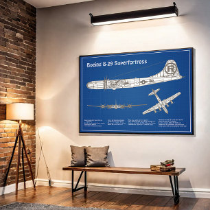 B-29 Superfortress - Airplane Blueprint Plans ABD Poster