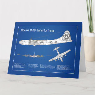 B-29 Superfortress - Airplane Blueprint Plans ABD Thank You Card