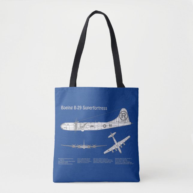 B-29 Superfortress - Airplane Blueprint Plans ABD Tote Bag (Front)