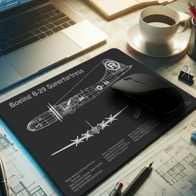 B-29 Superfortress - Airplane Blueprint Plans PD Mouse Pad (Creator Uploaded)