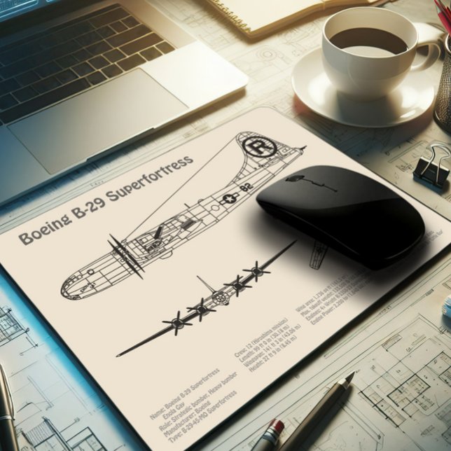 B-29 Superfortress - Airplane Blueprint Plans SD Mouse Pad (Creator Uploaded)