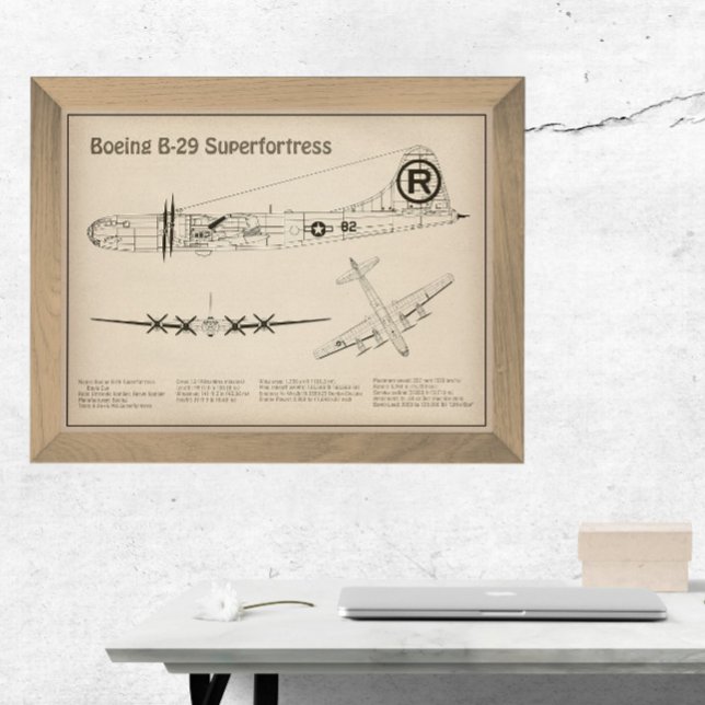 B-29 Superfortress - Airplane Blueprint Plans SD Photo Print (Creator Uploaded)