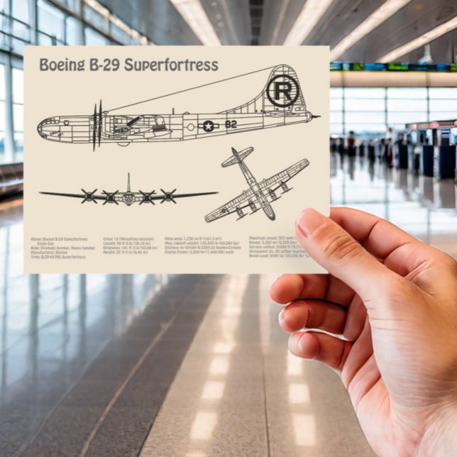 B-29 Superfortress - Airplane Blueprint Plans SD Postcard (Creator Uploaded)