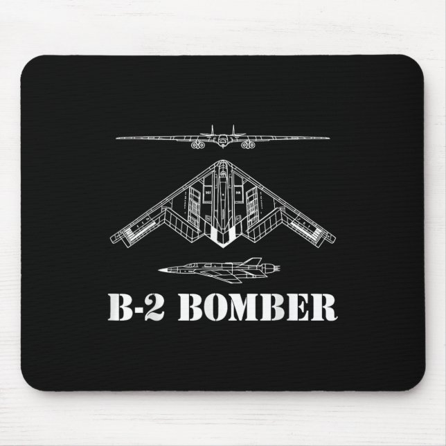 B-2 Bomber Aircraft Schematic Military Stealth Bom Mouse Pad (Front)