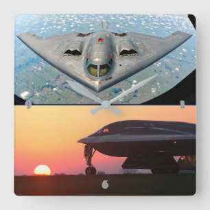B-2 SPIRIT SQUARE WALL CLOCK