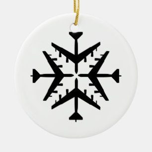 B-52 Aircraft Snowflake Ceramic Ornament