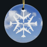 B-52 Aircraft Snowflake Ceramic Ornament<br><div class="desc">Top view of a B-52 Aircraft design makes a great snowflake motif for holiday and winter shirts,  hats,  mugs,  stickers,  magnets and other great gifts for military and all aviation lovers.  Great for holiday parties!</div>