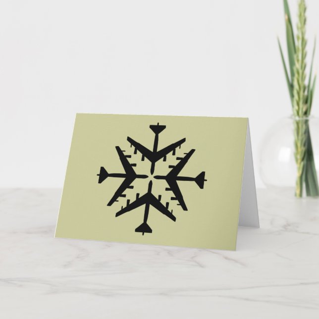 B-52 Aircraft Snowflake Holiday Card (Front)