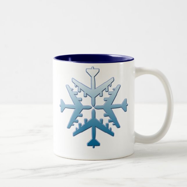 B-52 Aircraft Snowflake Two-Tone Coffee Mug (Right)