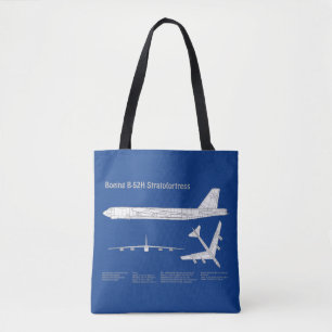B-52 Stratofortress - Airplane Blueprint Plans ABD Tote Bag