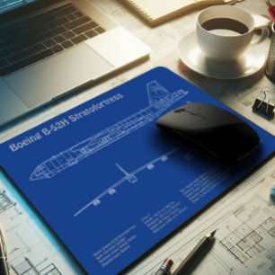 B-52 Stratofortress - Airplane Blueprint Plans AD Mouse Pad