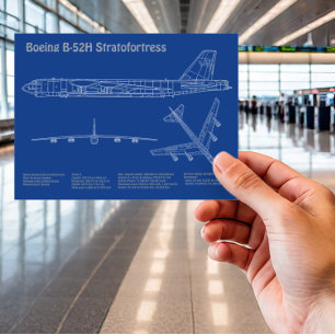 B-52 Stratofortress - Airplane Blueprint Plans AD Postcard