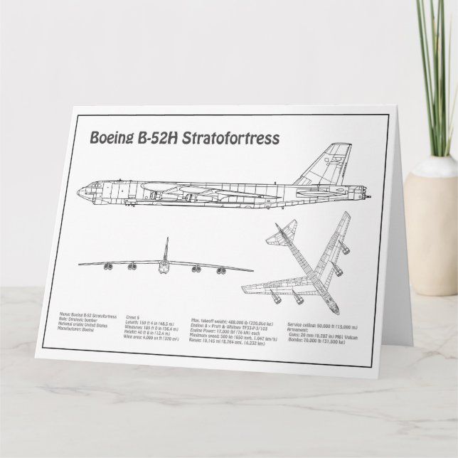 B-52 Stratofortress - Airplane Blueprint Plans BD Thank You Card (Front)