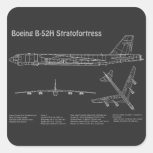 B-52 Stratofortress - Airplane Blueprint Plans PD Square Sticker