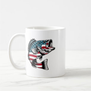 B American Usa Flag Fishing Coffee Mug