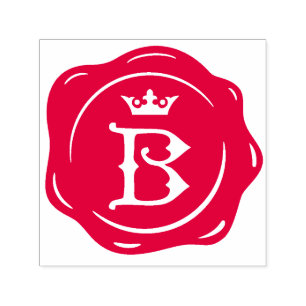 B - Antique Wax Seal Gothic Crown Initial Letter Self-inking Stamp