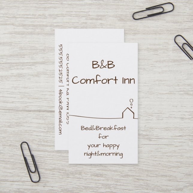 B&B Comfort Inn Business Card (Front/Back In Situ)
