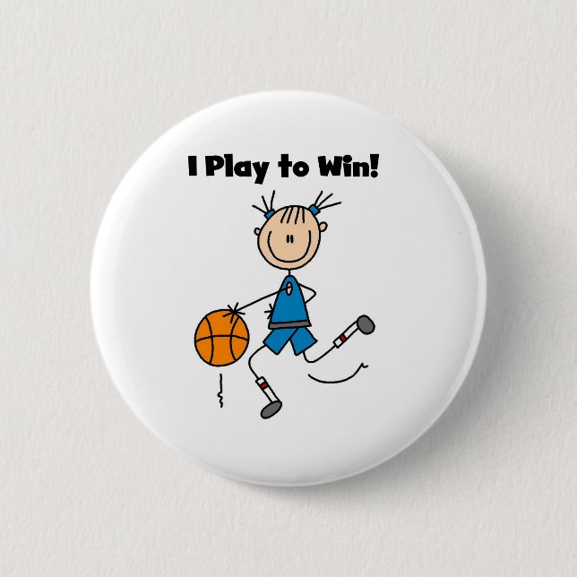 B-Ball Play to Win 2 Inch Round Button (Front)