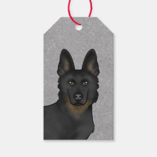 B-Black German Shepherd Cute Dog Head Grey Gift Tags